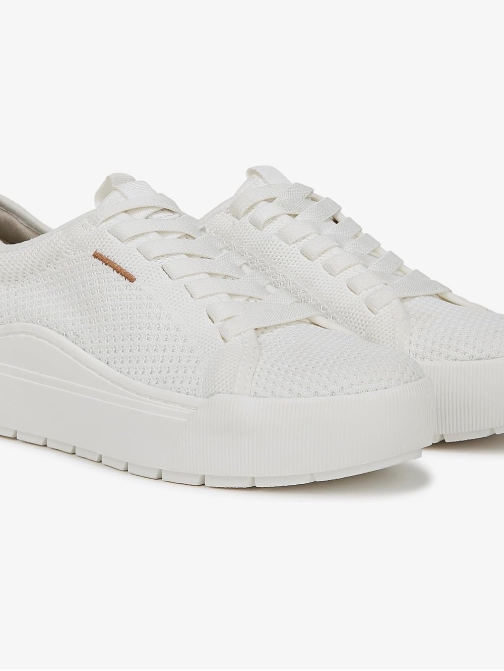 Dr. Scholl's White Knit Platform Sneakers with Brown Accent - Picture 8 of 12